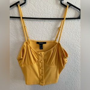 LIKE NEW! Forever 21 Yellow Button Crop Top - Size M